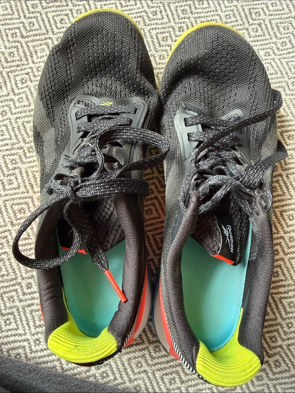Reebok Nano X1 Black Running Shoes with Yellow, Red and Blue Accents